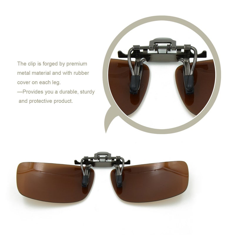 Besgoods Polarized Clip-on Flip up Sunglasses Metal Clip Lenses Glasses for Driving Fishing Cycling Outdoor Sport - Image 2